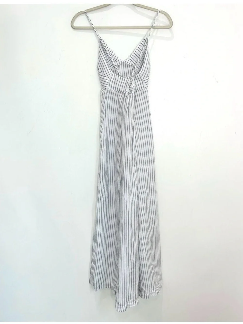 J. Crew Striped White and Blue Maxi Dress with Spaghetti Straps